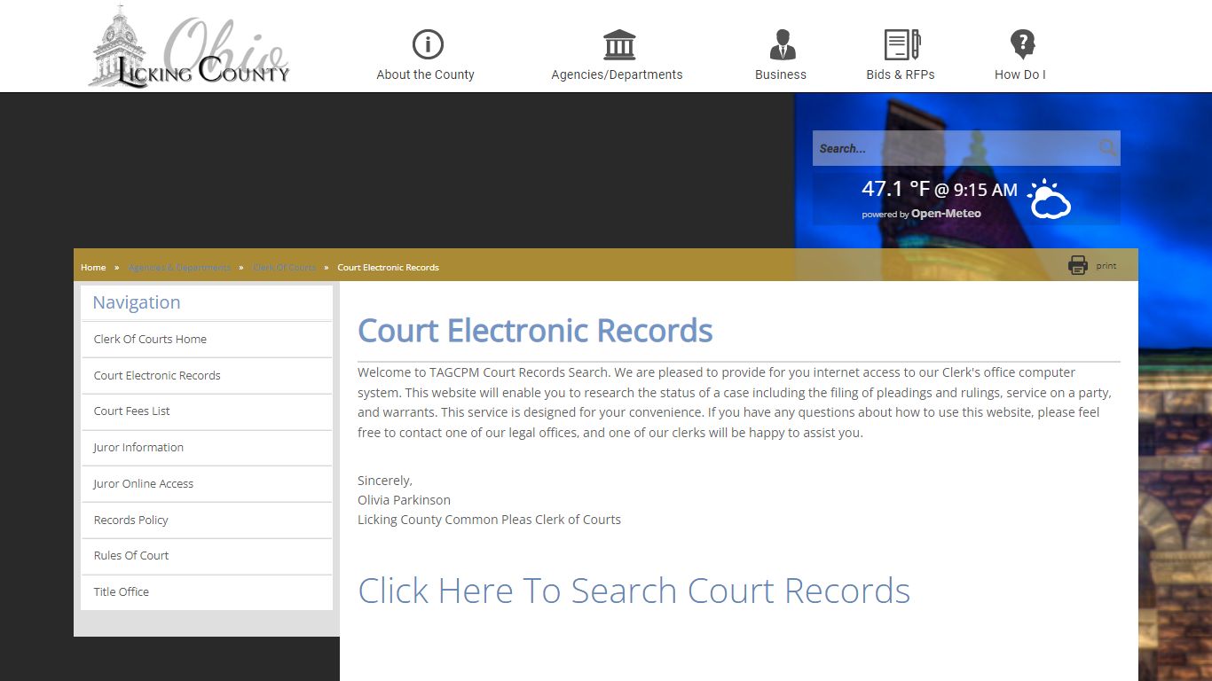 Licking County - Court Electronic Records