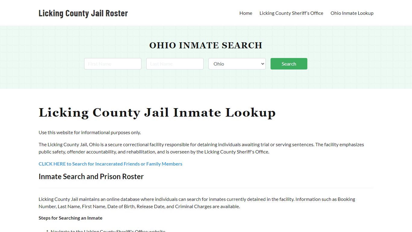 Licking County Jail Roster Lookup, OH, Inmate Search