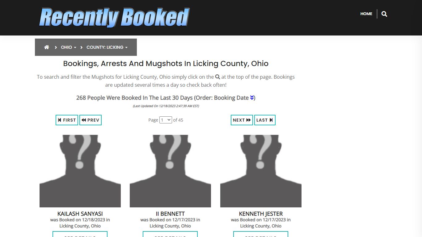 Recent bookings, Arrests, Mugshots in Licking County, Ohio